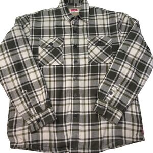 Wrangler Sherpa Fleece Plaid Shirt Flannel Lined‎ Button Up Jacket Men's Large